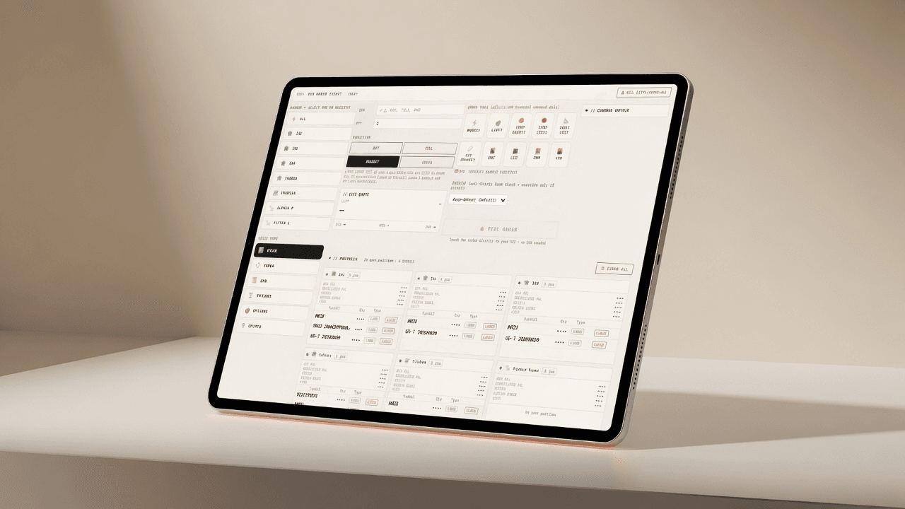 ZeusEngine execution workstation — order ticket and multi-broker portfolio